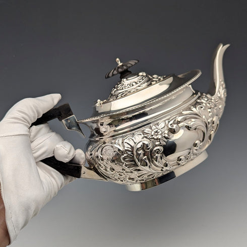 1906 British antique sterling silver teapot 458g John Rose